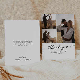 Tarjeta De Agradecimiento Moda Boho Collage de fotos Boda blanco y negro