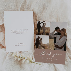 Tarjeta De Agradecimiento Moda Boho Collage de fotos Boda Neutral Taupe