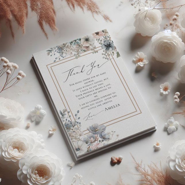 Tarjeta De Agradecimiento Moda Boho Floral Elegante Baby Shower Bohemiano (Subido por el creador)
