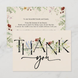 Tarjeta De Agradecimiento Moda Boho Flores salvajes Gracias Cartas