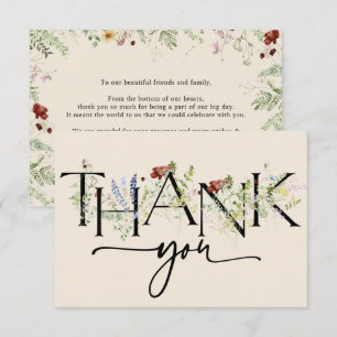 Tarjeta De Agradecimiento Moda Boho Flores salvajes Gracias Cartas