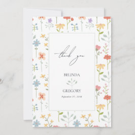 Tarjeta De Agradecimiento Moda Boho Flores silvestres Boda floral moderna