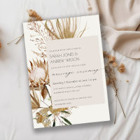 Moda Boho Protea Dry Palm Floral Matrimonio invita
