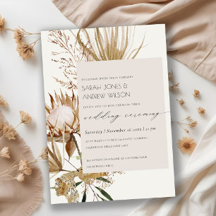 Tarjeta De Agradecimiento Moda Boho Protea Dry Palm Floral Wedding Invitado