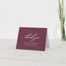 Tarjeta De Agradecimiento Moda Borgoña y gracias Boda de guiones