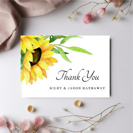 Tarjeta De Agradecimiento Moda Brillante Sunflowers Boda Rústico