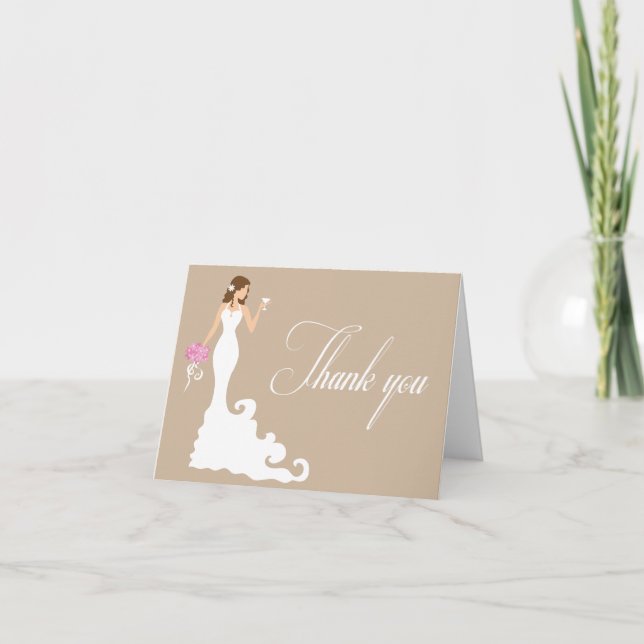Tarjeta De Agradecimiento Moda Brown Novia Moderna Gracias (Anverso)
