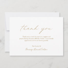 Tarjeta De Agradecimiento Moda Caligrafía de oro simple funeral elegante