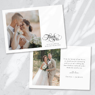 Tarjeta De Agradecimiento Moda caligrafía guión Boda de fotografía cardíaca