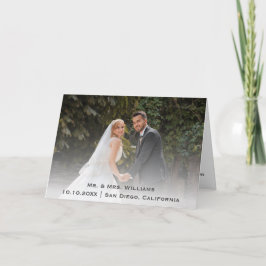 Tarjeta De Agradecimiento Moda Clásica Boda De Moda Foto Novia Y Groom