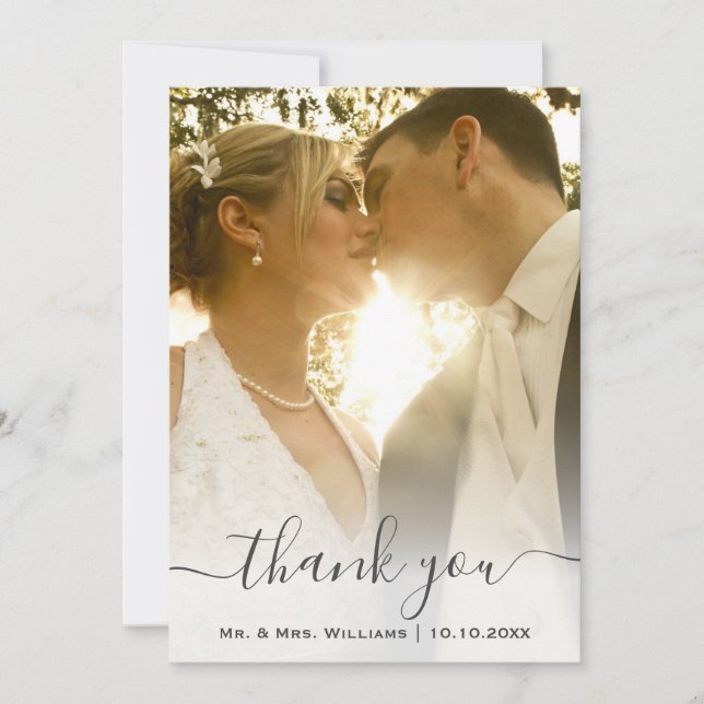 Tarjeta De Agradecimiento Moda Clásica De Moda Y Boda Groom Foto (Anverso)