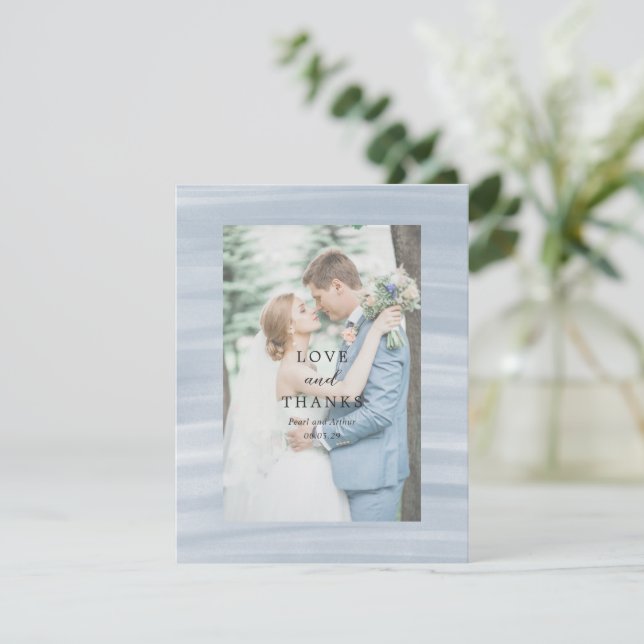 Tarjeta De Agradecimiento Moda costera Boda Elegante Azul Muerto (Anverso de pie)