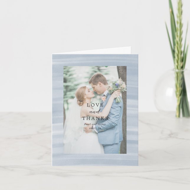 Tarjeta De Agradecimiento Moda costera Boda Elegante Azul Muerto (Anverso)