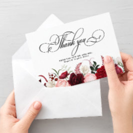 Tarjeta De Agradecimiento Moda de color de agua romántica borgoña Boda