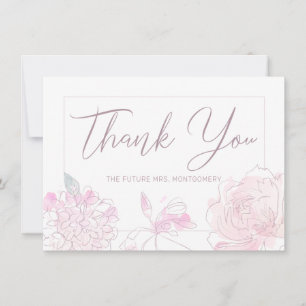 Tarjeta De Agradecimiento Moda de ducha nupcial Color de agua Rubor Floral r