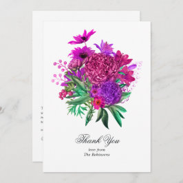Tarjeta De Agradecimiento Moda de época Fuchsia y Boda púrpura