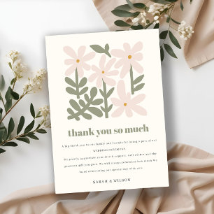 Tarjeta De Agradecimiento Moda Dusky Rubor Retro Boda Floral Mínimo