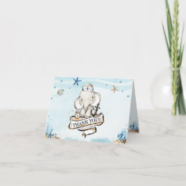 Tarjeta De Agradecimiento Moda Elefante Nautical Blue Boy Baby Shower