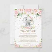 Moda Elefante Rosa Floral Baby Shower