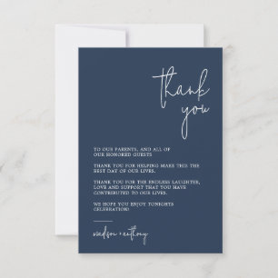 Tarjeta De Agradecimiento Moda Elegante Boda de fotografía azul moderno de l