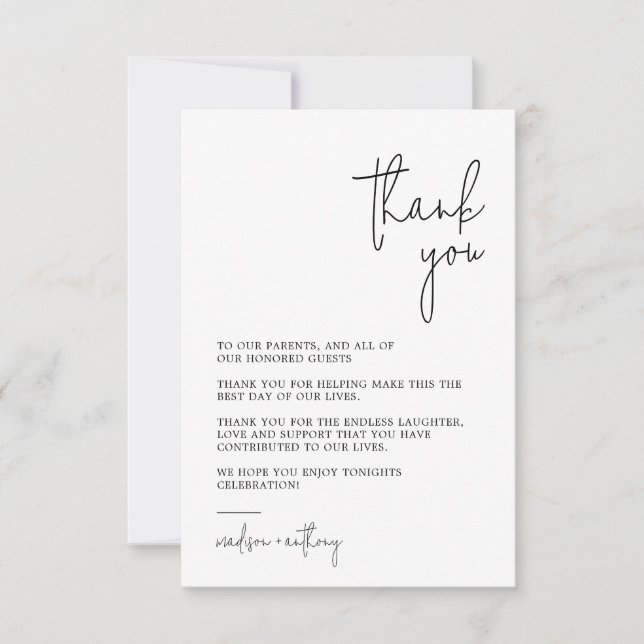 Tarjeta De Agradecimiento Moda Elegante Boda de fotografía moderno (Anverso)