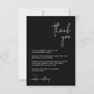 Tarjeta De Agradecimiento Moda Elegante Boda de fotografía moderno negro