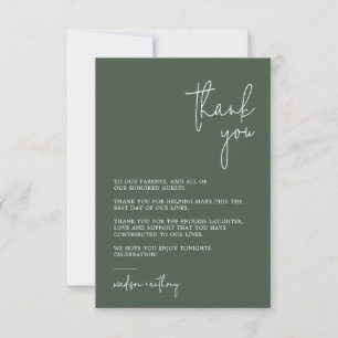 Tarjeta De Agradecimiento Moda Elegante Boda de fotografía moderno verde osc