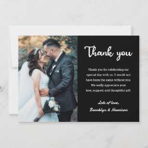 Tarjeta De Agradecimiento Moda Elegante Elegante Novia Y Boda Groom Foto