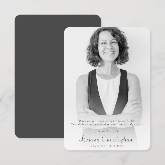 Tarjeta De Agradecimiento Moda elegante en memoria Personalizado simple mode (Anverso / Reverso)