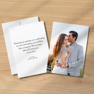 Tarjeta De Agradecimiento moda elegante escritura a mano guión boda foto