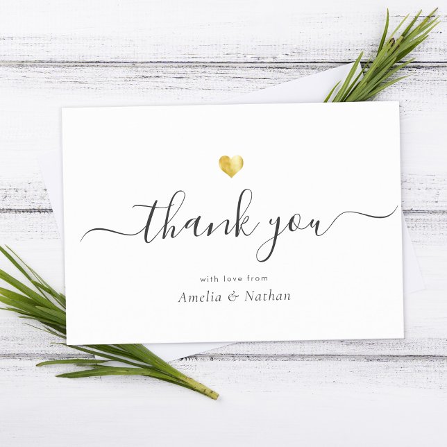 Tarjeta De Agradecimiento Moda Elegante escritura moderna caligrafía corazón (Subido por el creador)