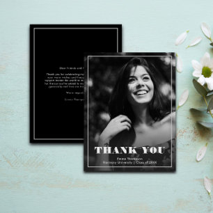 Tarjeta De Agradecimiento Moda Elegante Graduación de fotografías en blanco 