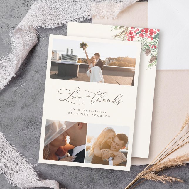 Tarjeta De Agradecimiento Moda Elegante Guión De Boda De Invierno Gracias (Subido por el creador)