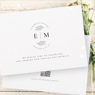 Tarjeta De Agradecimiento Moda elegante Minimalista moderna y boda