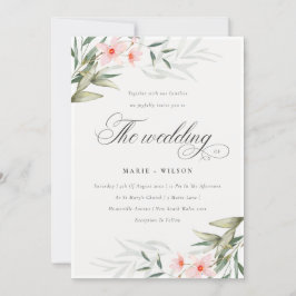 Tarjeta De Agradecimiento Moda Elegante Rubor Greenery Floral Wedding Invita