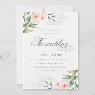 Tarjeta De Agradecimiento Moda Elegante Rubor Greenery Floral Wedding Invita