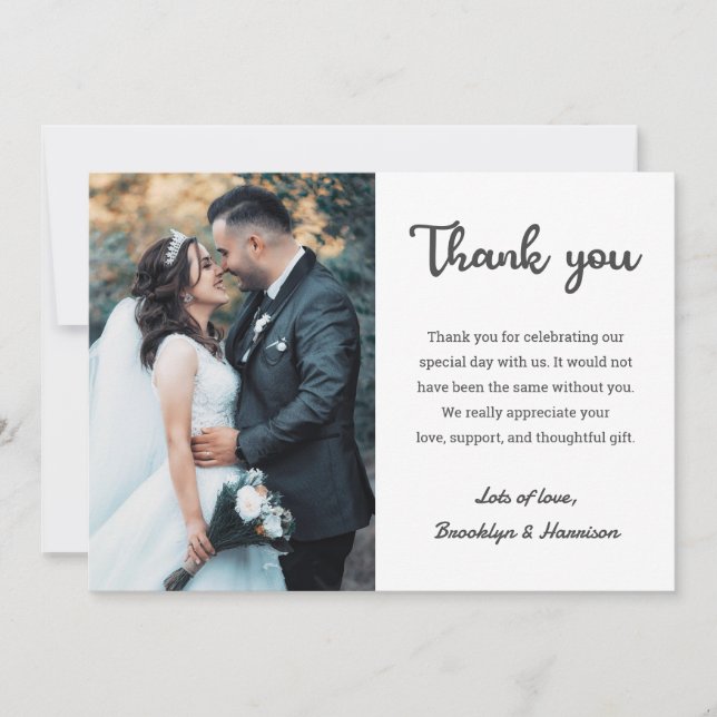 Tarjeta De Agradecimiento Moda Elegante Y Elegante Foto Boda Groom (Anverso)