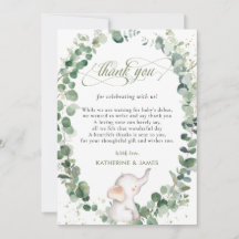 Moda Elephant Greenery Género Baby Shower neutral