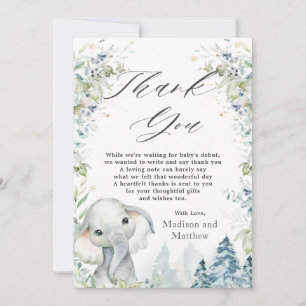 Tarjeta De Agradecimiento Moda Elephant Winter Wonderland Baby Shower