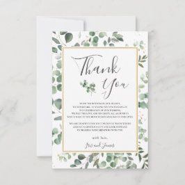 Tarjeta De Agradecimiento Moda Eucalyptus Greenery Gold Rectangle Boda