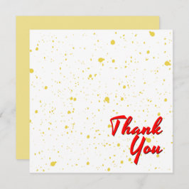 Tarjeta De Agradecimiento Moda Explosión Amarilla Dots de acuarela Texto roj