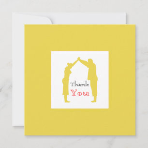 Tarjeta De Agradecimiento Moda figuras de peso dorado Elegante Texto rojo
