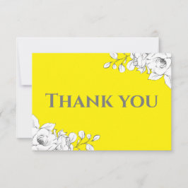 Tarjeta De Agradecimiento Moda Floral blanca amarilla brillante moderna