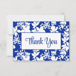 Tarjeta De Agradecimiento Moda Floral Blanca Azul 70 cumpleaños