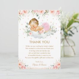 Tarjeta De Agradecimiento Moda Floral Rosa Dulce Bebé Bebé Ducha Cumpleaños 
