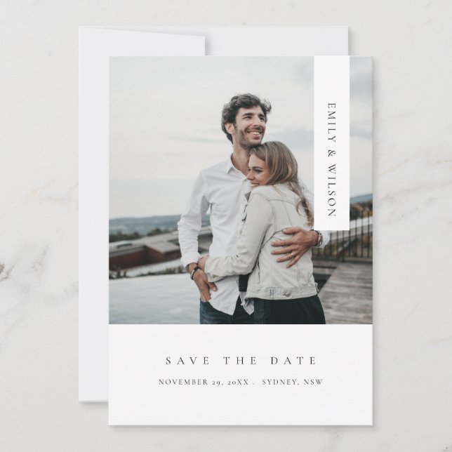 TARJETA DE AGRADECIMIENTO MODA FOTO MÍNIMA DE PERSONALIZADO LIMPIO GUARDAR L (Anverso)