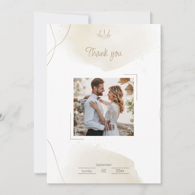 Tarjeta De Agradecimiento Moda Foto mínima Personalizado Gracias Boda (Anverso)