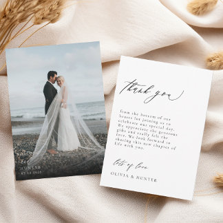 Tarjeta De Agradecimiento Moda Foto moderna Boda blanco y negro