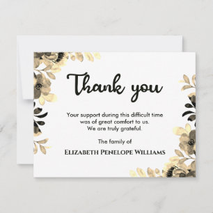 Tarjeta De Agradecimiento Moda Funeral en memoria de acuarela floral botánic