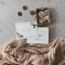 Tarjeta De Agradecimiento Moda geométrica de oro Boda de eucalipto